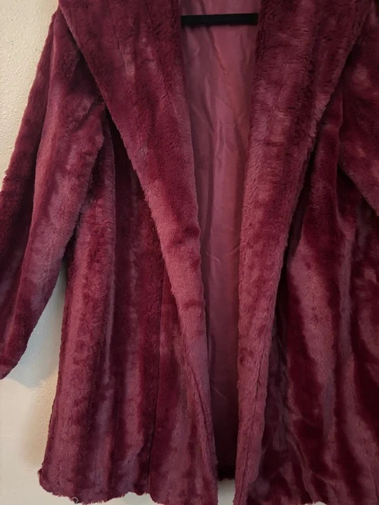 Faux Burgandy Mink Coat - Picture 3 of 6